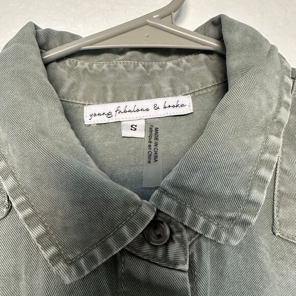 Young Fabulous & Broke Every Washed Jumpsuit Olive Green Button Down Front - Picture 4 of 4